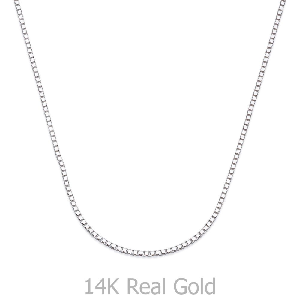 Gold Chains | 14K White Gold Venice Chain Necklace 0.8mm Thick, 17.7