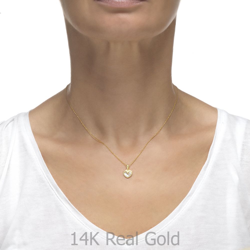 Girl's Jewelry | Pendant and Necklace in Yellow Gold -  Enraptured Heart