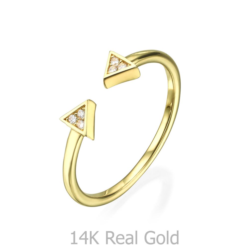 Women’s Gold Jewelry | Open Ring in Yellow Gold - Sparkling Triangles