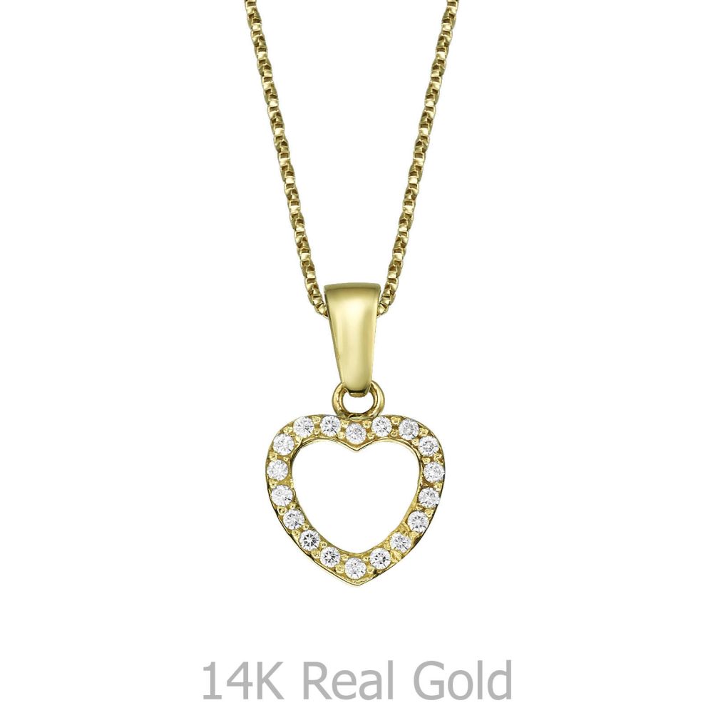 Girl's Jewelry | Pendant and Necklace in Yellow Gold - Royal Heart