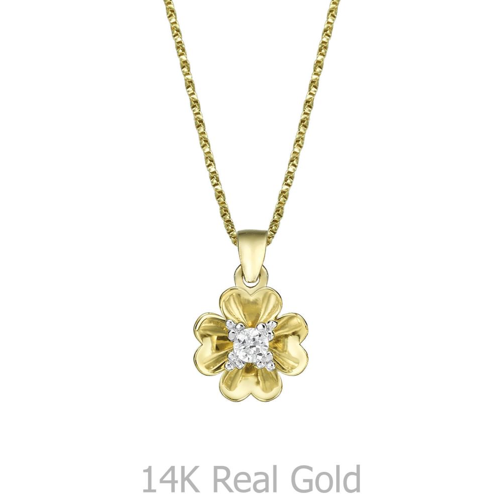 Girl's Jewelry | Pendant and Necklace in Yellow Gold - Rosebud