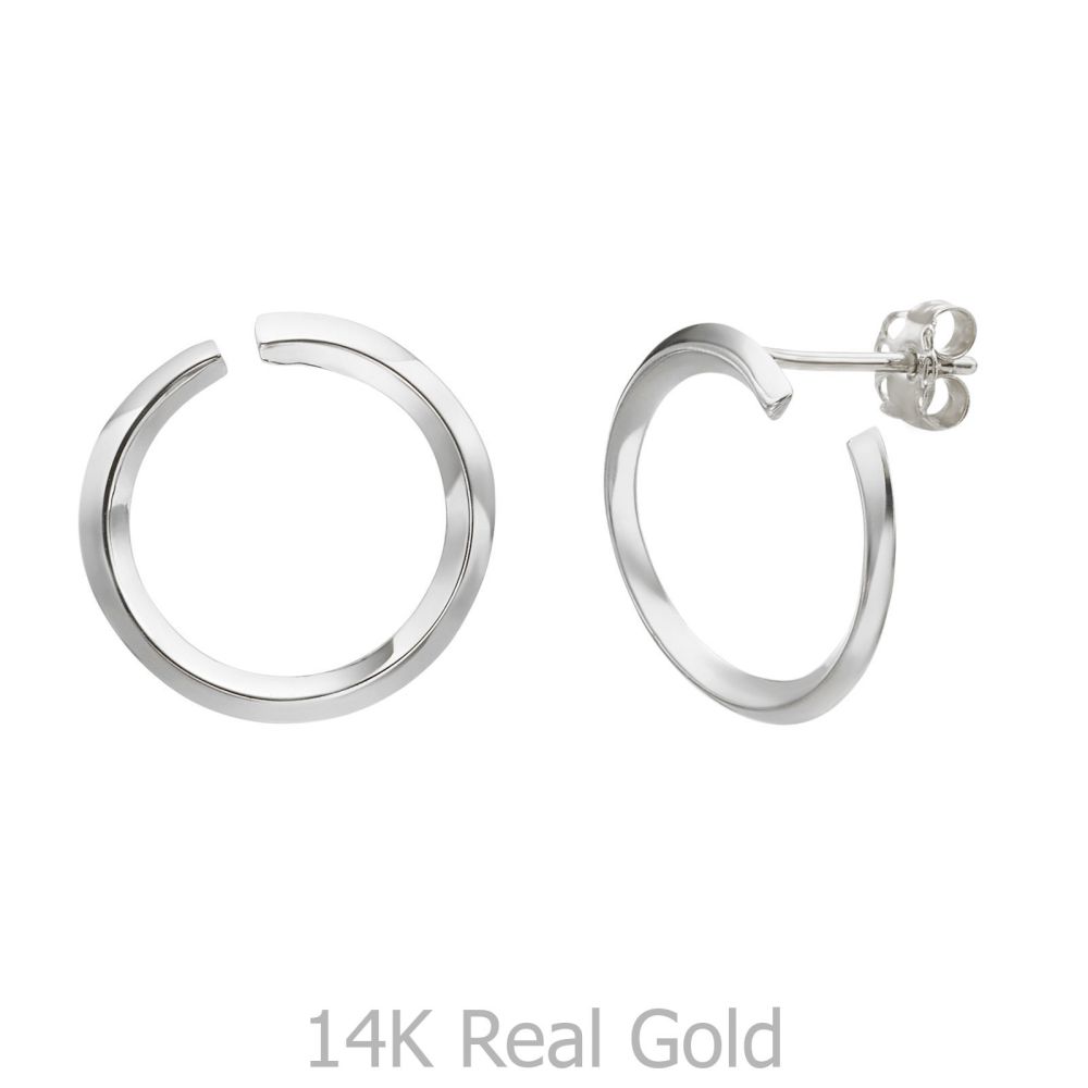 Women’s Gold Jewelry | 14K White Gold Women's Earrings - Sunrise - Large