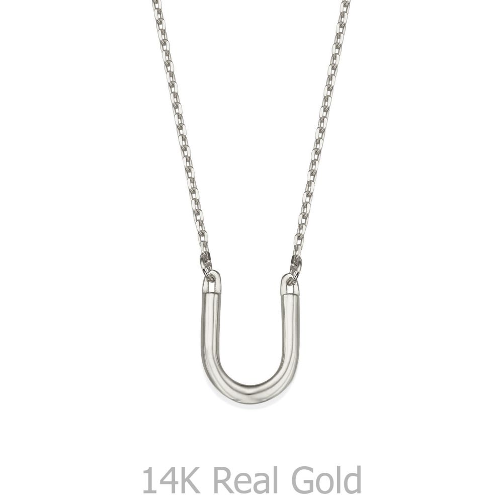 Women’s Gold Jewelry | Pendant and Necklace in 14K White Gold - Lucky Horseshoe