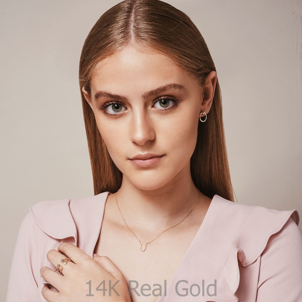 Women’s Gold Jewelry | Pendant and Necklace in 14K Yellow Gold - Lucky Horseshoe