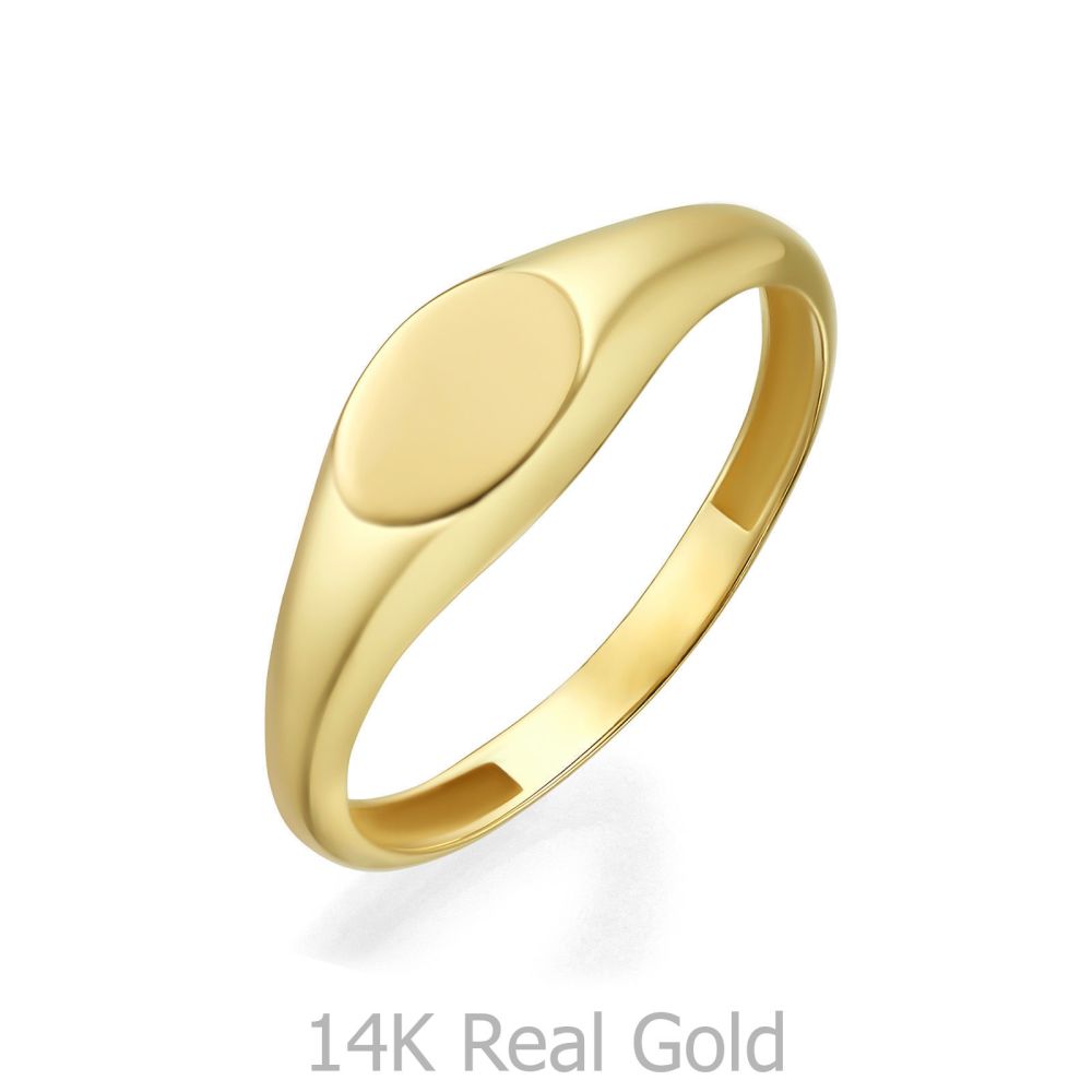 Women’s Gold Jewelry | 14K Yellow Gold Ring - Glossy Oval Seal