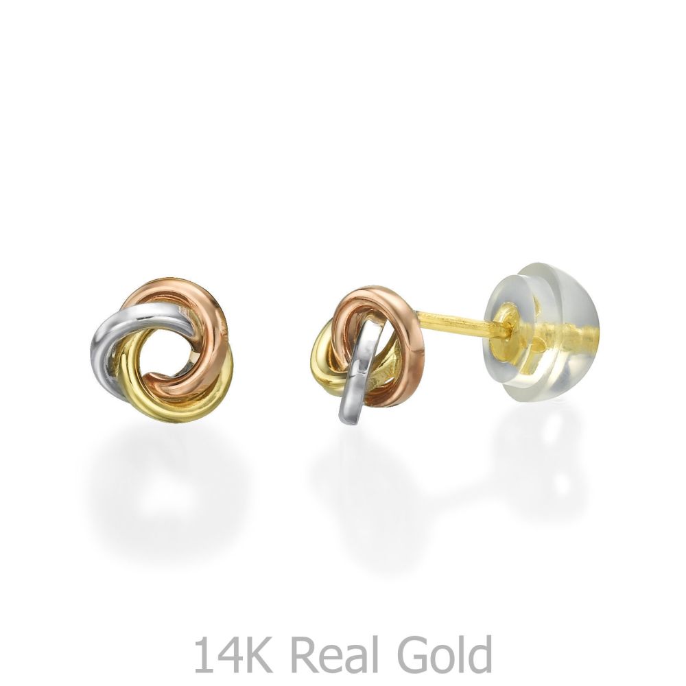 Girl's Jewelry | 14K White & Yellow Gold Kid's Stud Earrings - Circles of Karma