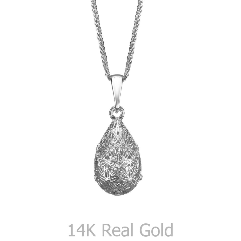   | White Gold Pendant - Golden Drop