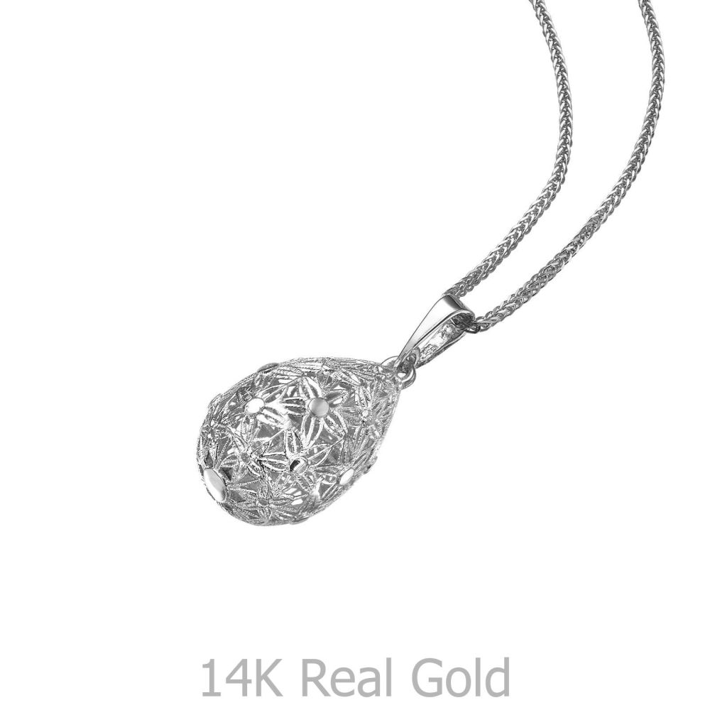   | White Gold Pendant - Golden Drop