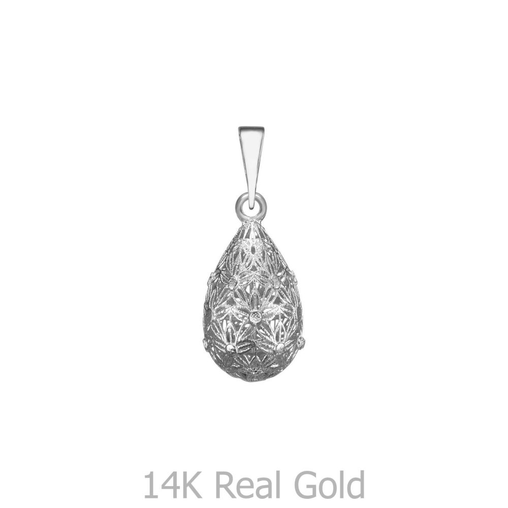   | White Gold Pendant - Golden Drop