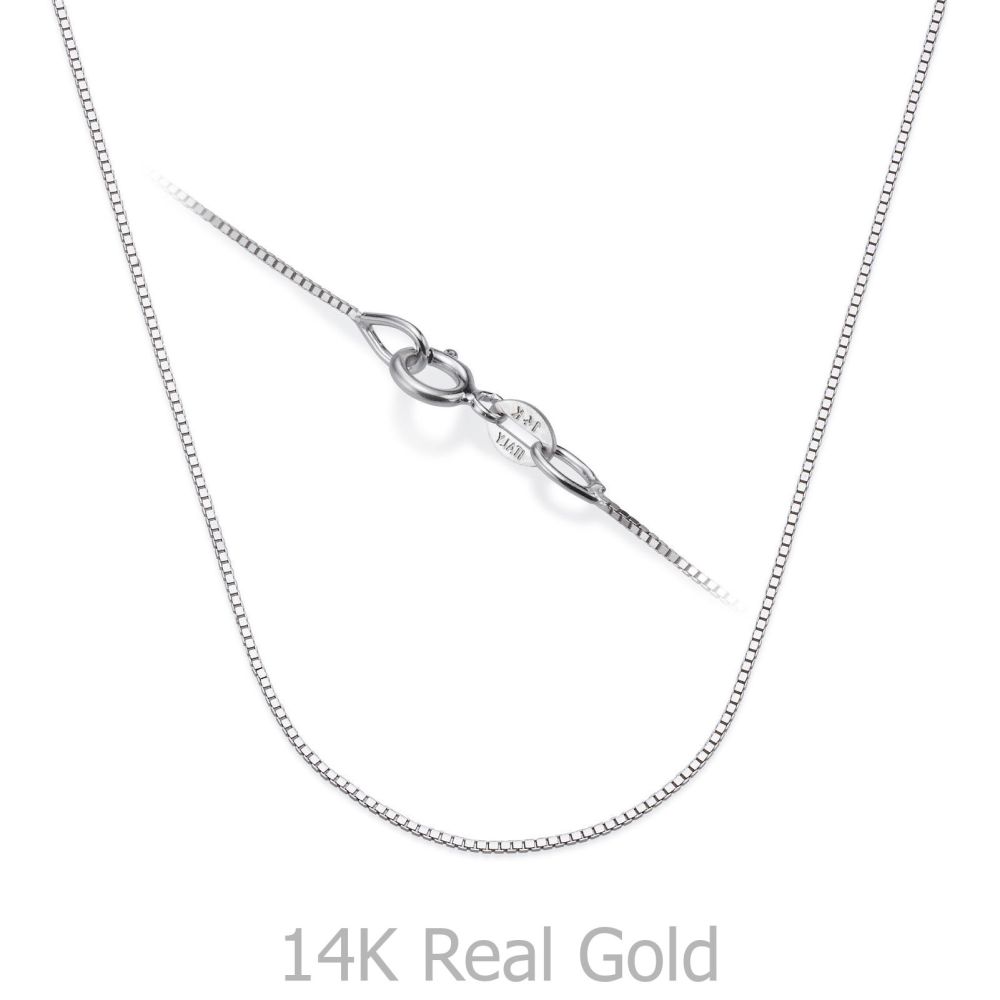 Gold Chains | 14K White Gold Venice Chain Necklace 0.53mm Thick, 16.5