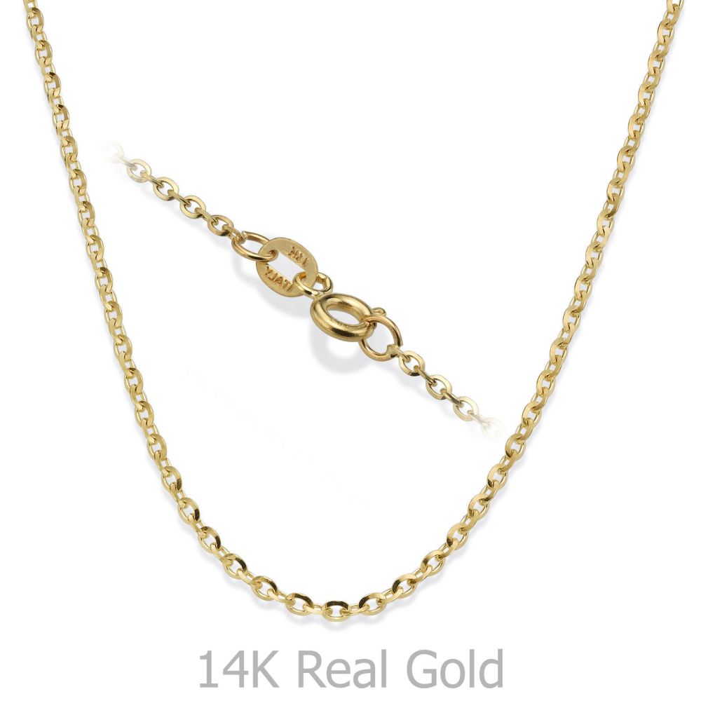 Gold Chains | 14K Yellow Gold Rollo Chain Necklace 1.6mm Thick, 16.5