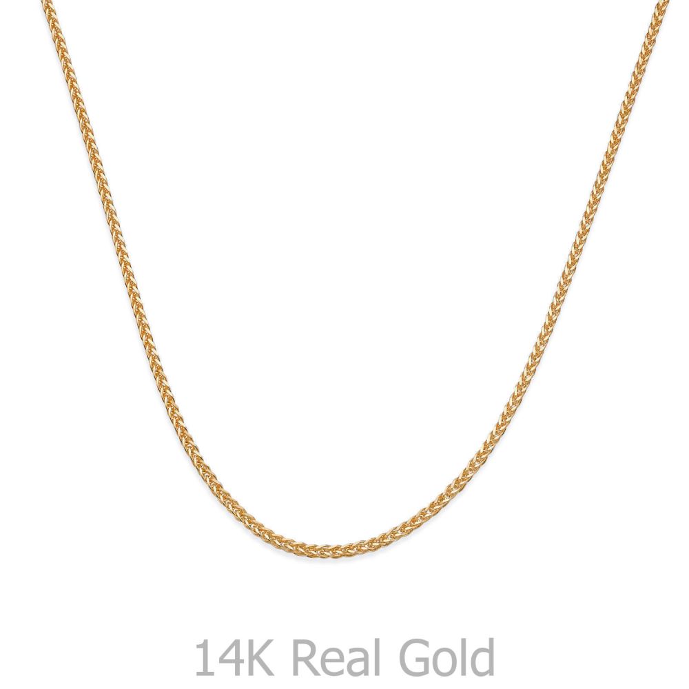 Gold Chains | 14K Yellow Gold Spiga Chain Necklace 0.8mm Thick, 16.5