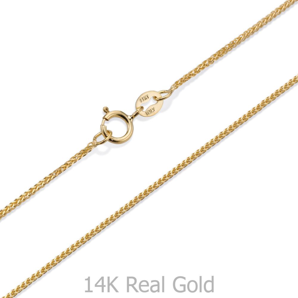 Gold Chains | 14K Yellow Gold Spiga Chain Necklace 0.8mm Thick, 16.5