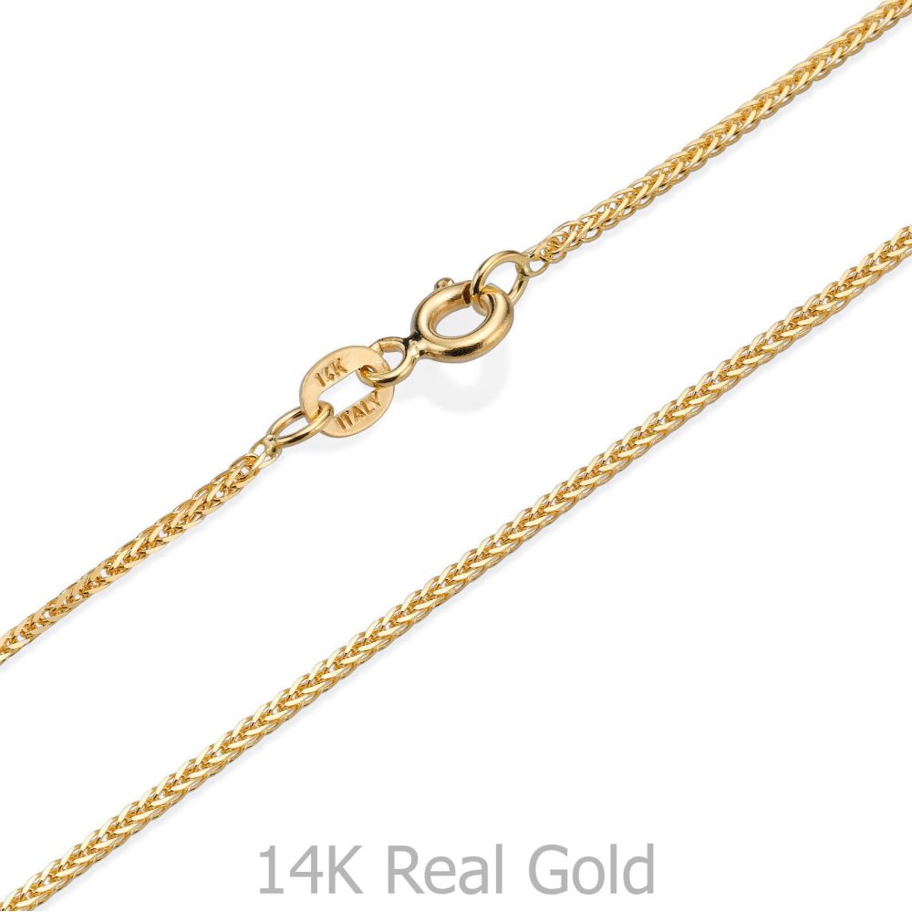 Gold Chains | 14K Yellow Gold Spiga Chain Necklace 0.8mm Thick, 16.5