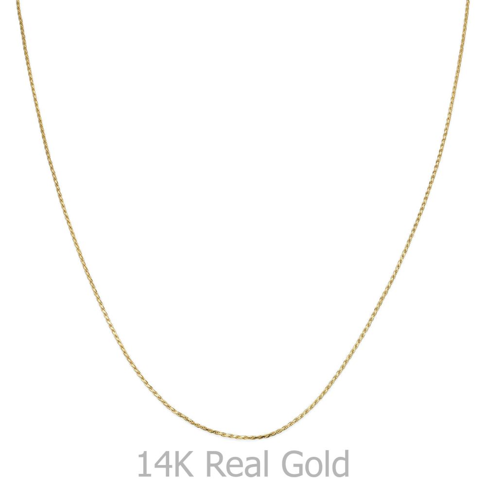 Gold Chains | 14K Yellow Gold Rope Chain Necklace 1mm Thick, 17.7