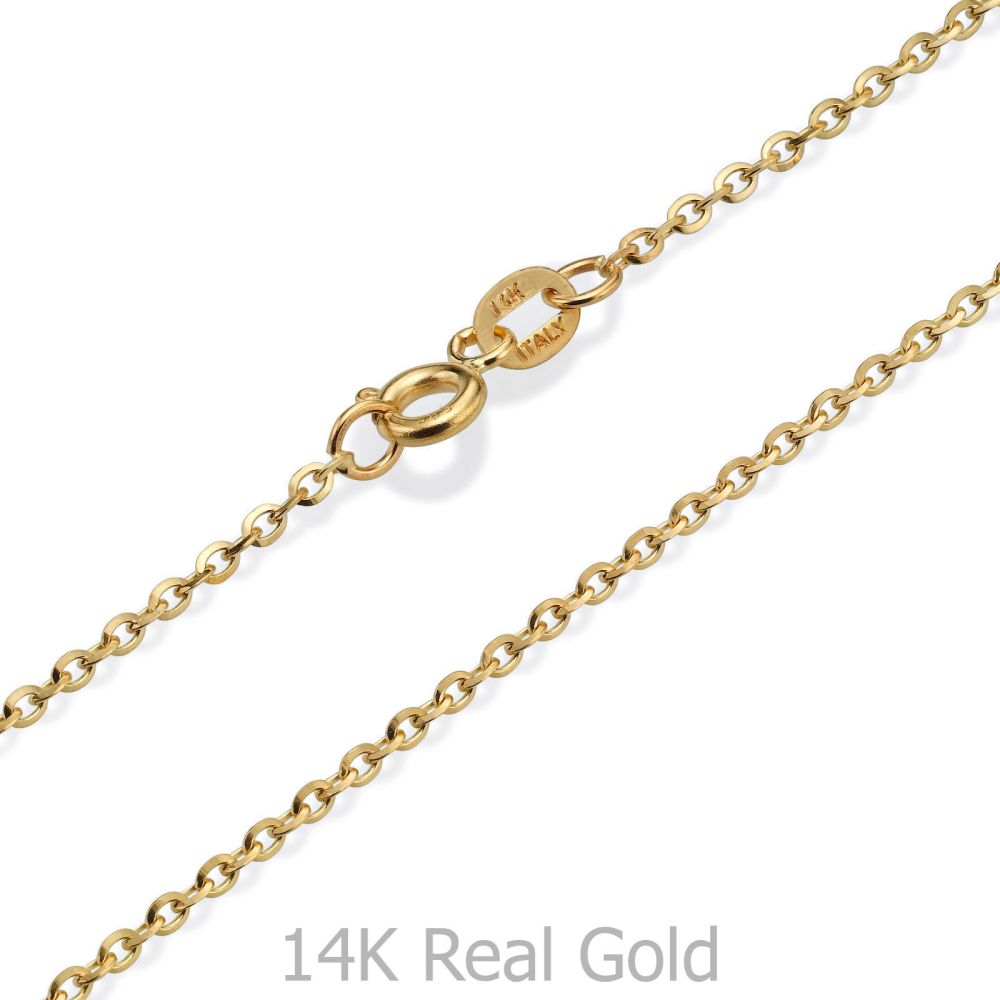 Gold Chains | 14K Yellow Gold Rollo Chain Necklace 1.6mm Thick, 16.5