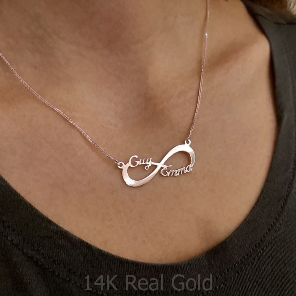 Personalized Necklaces | 14K Rose Gold MOM Necklace - Infinity Love Necklace