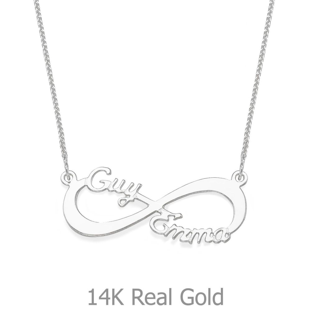 Personalized Necklaces | 14K White Gold MOM Necklace - Infinity Love Necklace