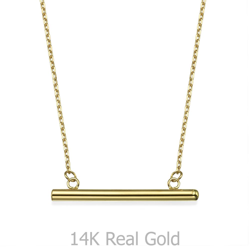 Women’s Gold Jewelry | Pendant and Necklace in 14K Yellow Gold - Golden Bar