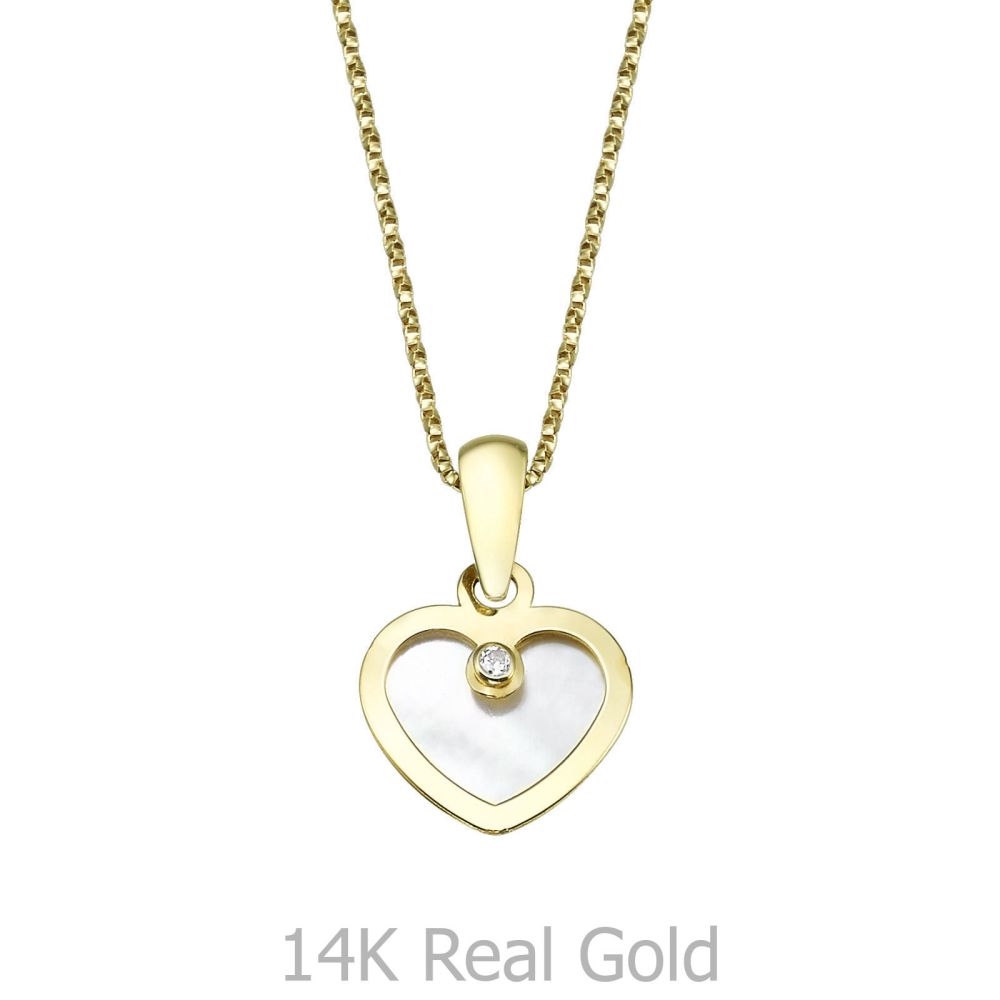 Girl's Jewelry | Pendant and Necklace in Yellow Gold -  Enraptured Heart