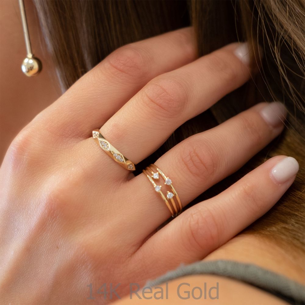 Women’s Gold Jewelry | Ring in 14K Yellow Gold - Pyramids