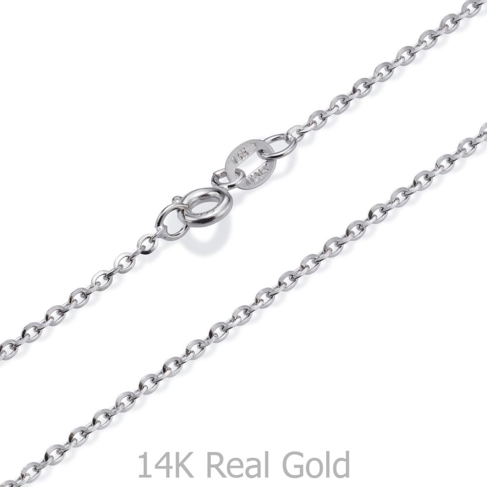 Gold Chains | 14K White Gold Rollo Chain Necklace 1.6mm Thick, 19.5