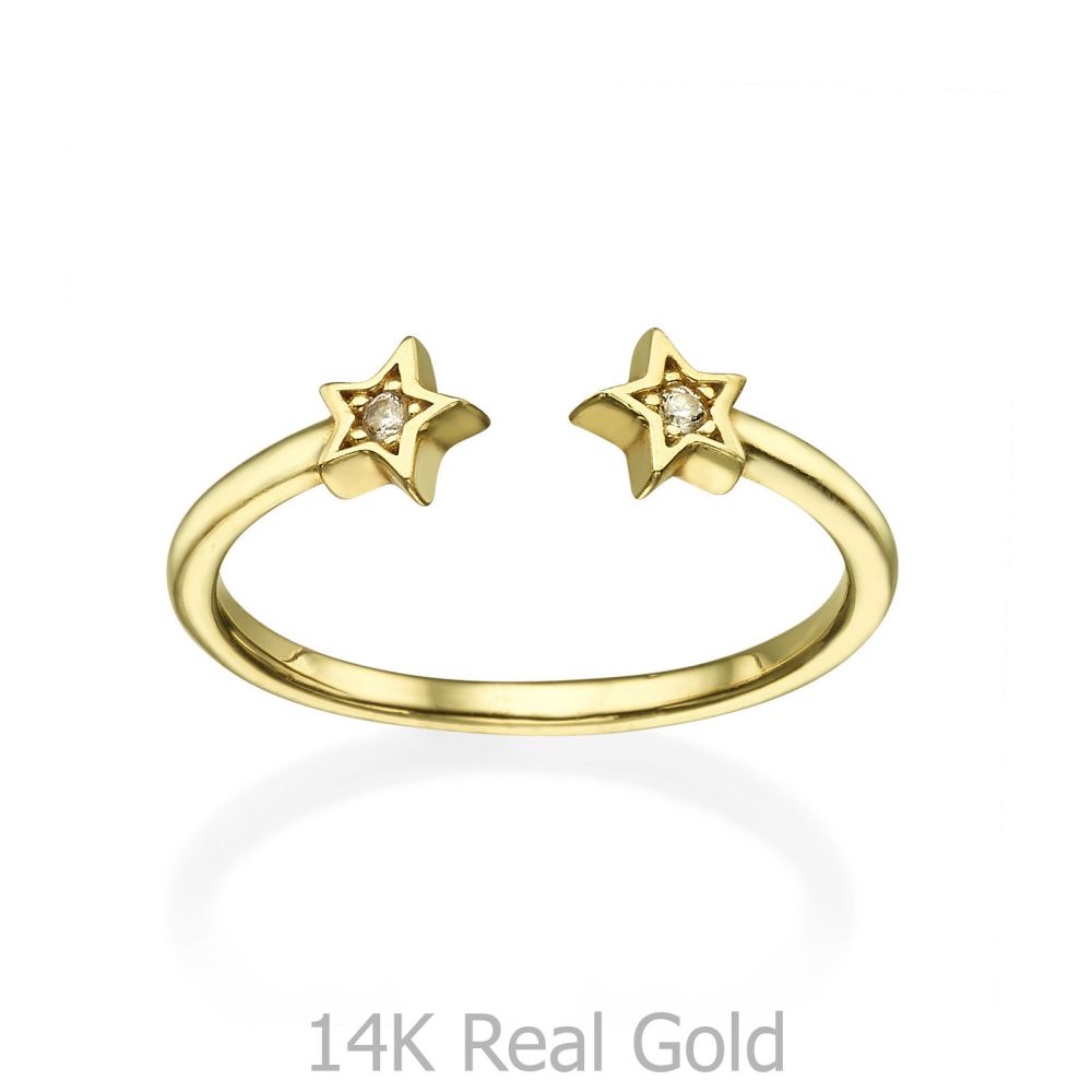 Women’s Gold Jewelry | Open Ring in Yellow Gold - Shinning Stars