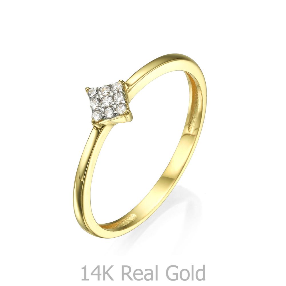 Women’s Gold Jewelry | Ring in 14K Yellow Gold - Shiny Rhombus