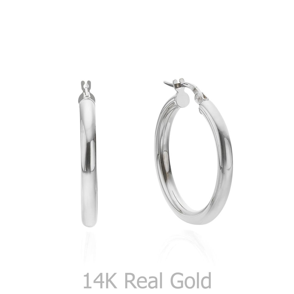 Women’s Gold Jewelry | 14K White Gold Women's Earrings - M (thin)