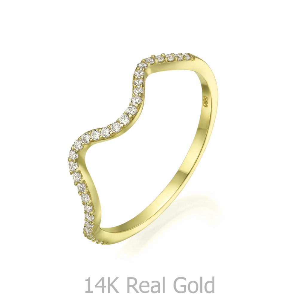 gold rings | 14K Yellow Gold Rings - Sparkling  Wave