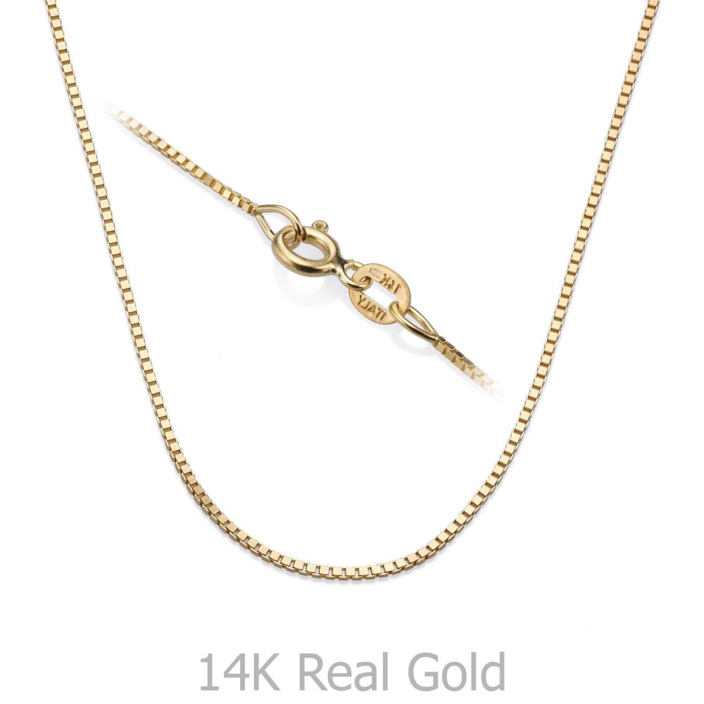 Gold Chains | 14K Yellow Gold Venice Chain Necklace 0.8mm Thick, 17.7