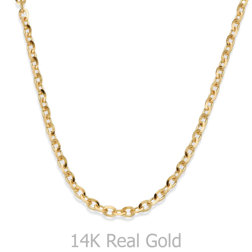 Gold Chains | 14K Yellow Gold Rollo Chain Necklace 2.2mm Thick, 19.5