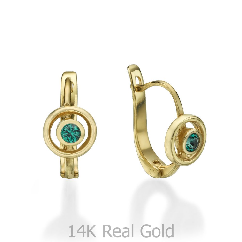 Girl's Jewelry | Dangle Tight Earrings in14K Yellow Gold - Circle of Tamara