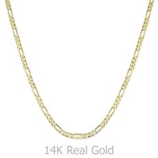 14K Yellow Gold Chain for Men Figaro 3.06mm Thick, 23.6" Length