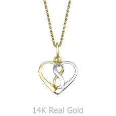 Pendant and Necklace in Yellow and White Gold - Cosmic Heart