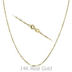 14K Yellow Gold Singapore Chain Necklace 1.2mm Thick, 16.5" Length