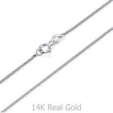 14K White Gold Spiga Chain Necklace 0.8mm Thick, 16.5" Length