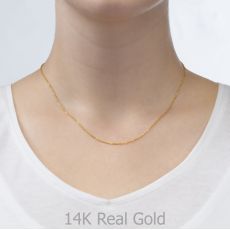 14K Rose Gold Spiga Chain Necklace 0.8mm Thick, 16.5" Length