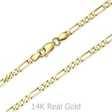 14K Yellow Gold Chain for Men Figaro 3.06mm Thick, 23.6" Length