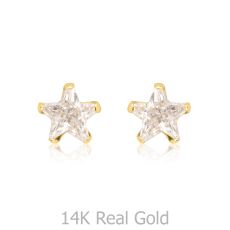 14K Yellow Gold Kid's Stud Earrings - The North Star - Small