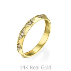 Ring in 14K Yellow Gold - Pyramids