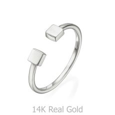 Open Ring in 14K White Gold - Squares