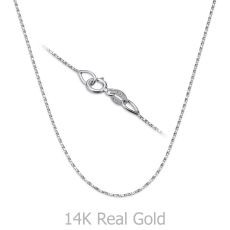 14K White Gold Twisted Venice Chain Necklace 0.6mm Thick, 16.5" Length