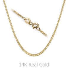 14K Yellow Gold Spiga Chain Necklace 1mm Thick, 16.5" Length