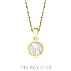 Pendant and Necklace (17.7") in Yellow Gold - Golden Pearl