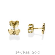 14K Yellow Gold Kid's Stud Earrings - Butterfly