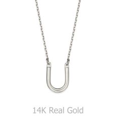 Pendant and Necklace in 14K White Gold - Lucky Horseshoe