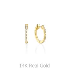 14K Yellow Gold Diamond Women's Hoop Earrings - S