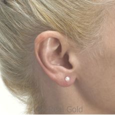 14K Yellow Gold Kid's Stud Earrings - Classic Pearl