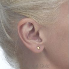 14K Yellow Gold Kid's Stud Earrings - Noted Heart - Small